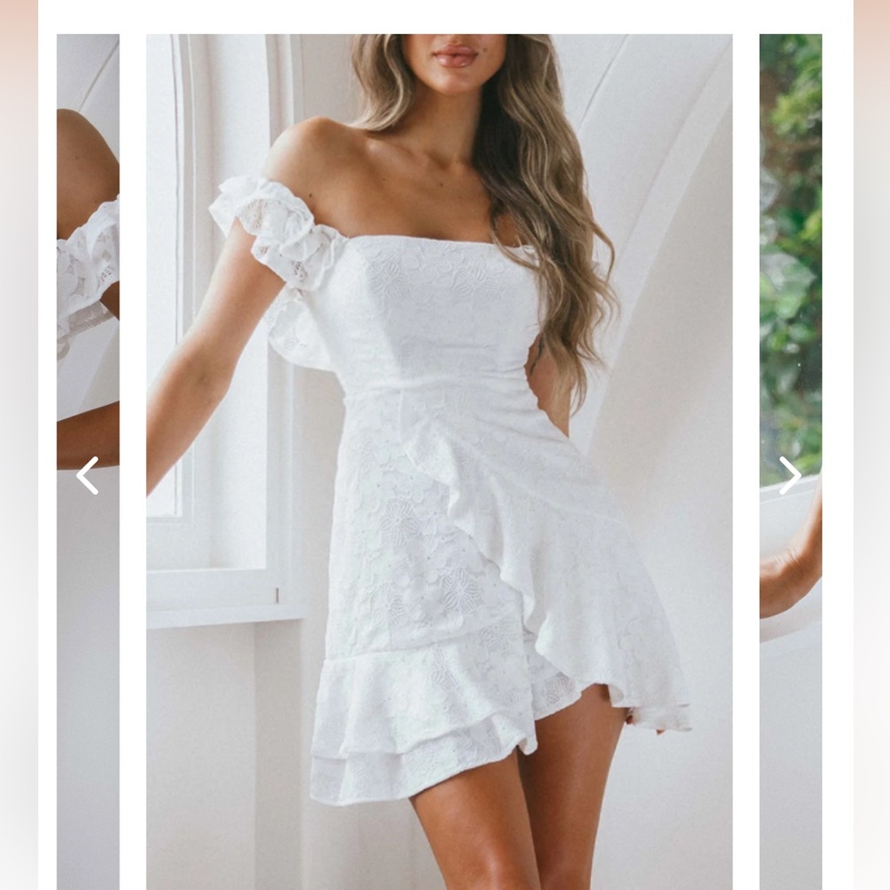 Selfie Leslie White Lace Mini Dress